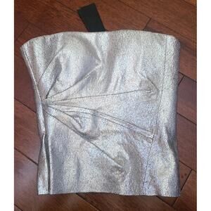 NWT! RTA Silver Black Leather Bustier Corset Top Silver  Size 4  $998! FARFETCH!